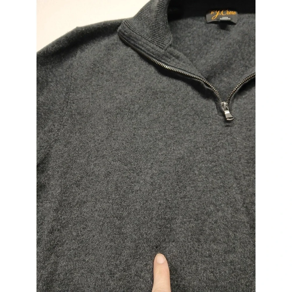 J.CREW Cashmere Sweater Mens Medium 1/4 Zip Pullover Jumper Blue‎ Soft